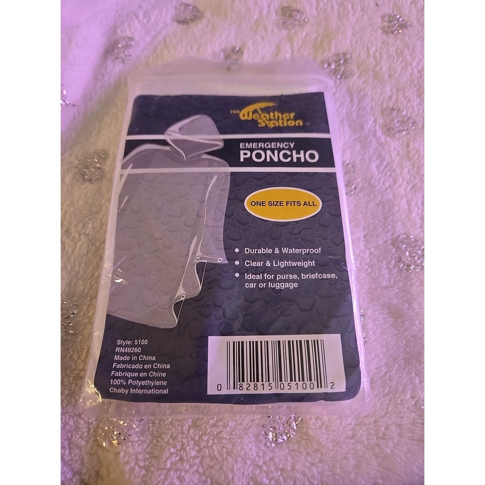 Weather Station Emergency Poncho Clear Lightweight One‎ Size fits all